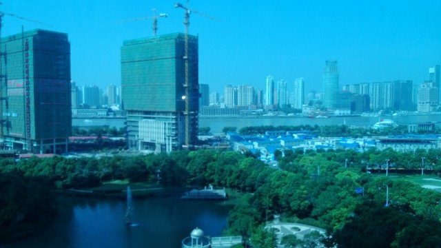 View from our apartment living room-can see The Bund and river view.