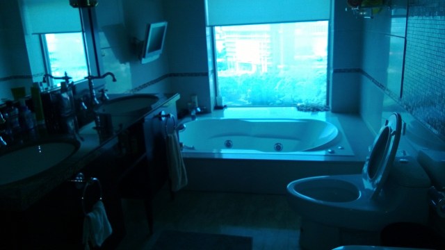 Awesome master bath with jetted tub and tv to boot!  :)