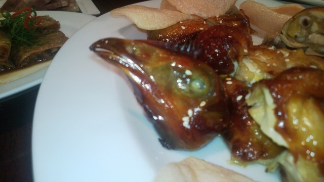 Lunch that looks back at you-not sure if beaks are any good and not about to try it!