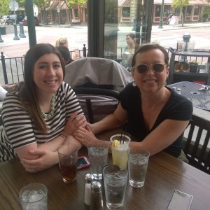 Three generations enjoying lunch on a sunny, clear day in Boise.