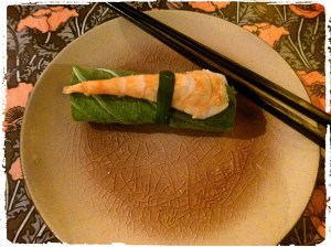 Mustard leaves roll with prawn