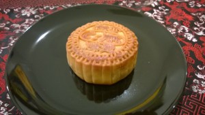Mooncake stamped with rabbit imprint to signify the moon