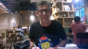 Waiting out the storm at the Coffee Bean in Saigon