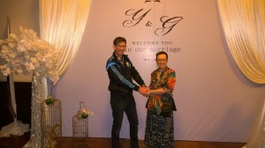 Taking advantage of wedding collateral at Shook! Bar to pose with my love