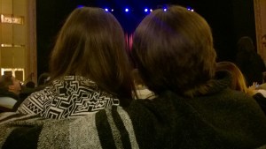 My view obstructed by gorgeous haired Seattleites hugging it out at the Paramount