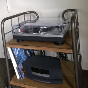 Thom's new obsession-Vinyl! He got the complete package for his birthday.