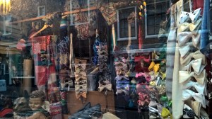 Boutiques specialize-bow ties, of course, with a house cat guarding at the shop.