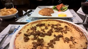 Pancakes with brandy-soaked raisins paired with red wine!