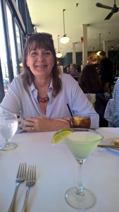 Patti enjoying the appletini at Water St. Café in Gastown