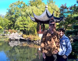 Enjoying the free garden in Chinatown