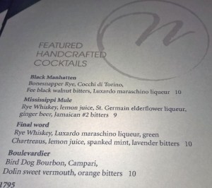 Handcrafted cocktails at Café Navarro feature a complex array of ingredients