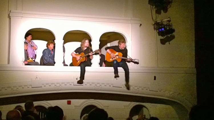Glen serenades us from the balcony-just glad he didn't fall.