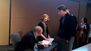 Joe Klein chats with Thom and signs his book for us.