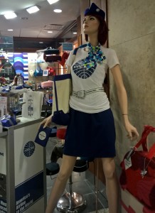 Retro flight attendant fashion at SEATAC